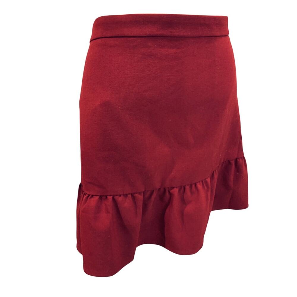 Size 14 J.Crew Flounce Mini Skirt Womens New Pull On Burgundy J6153
